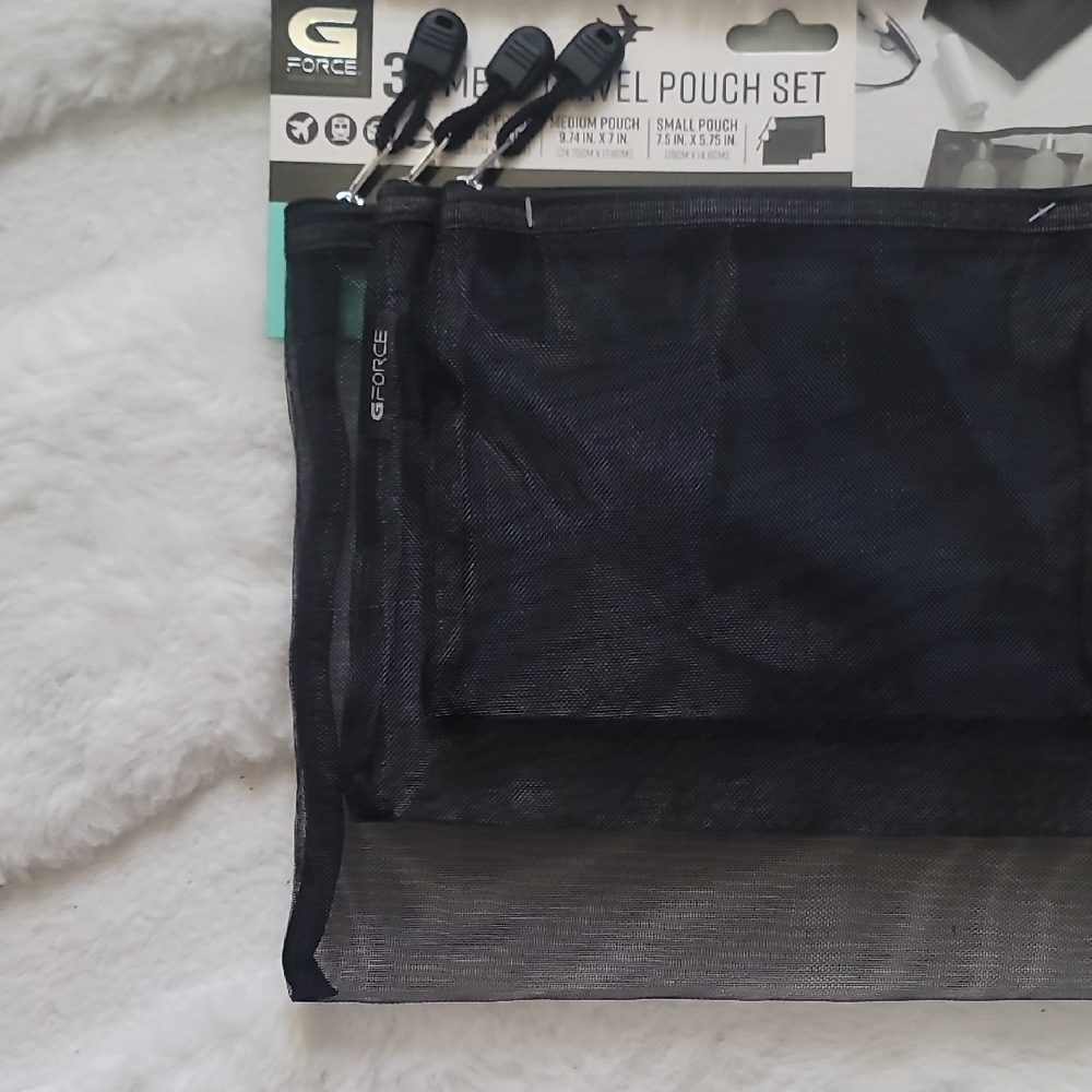 G-Force Black Mesh Travel Pouch Trio Set